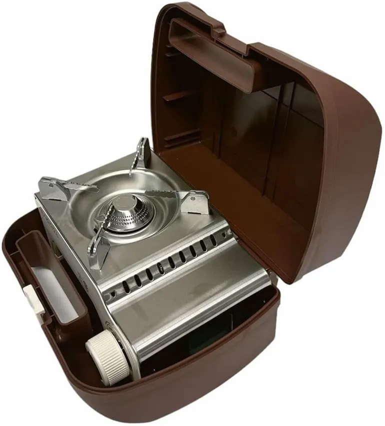 1-Burner Butane Stove, Portable Camping Stove with Carry Case & Push-Button Starter, Includes Precise Temperature Control & 6,350 BTUs of Power for Camping, Tailgating, & More