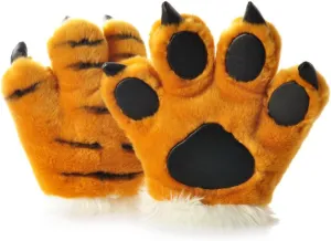 1 Pairs Cute Simulation Tiger paw Plush Toy Tiger paw Plush Gloves Orange