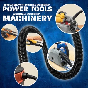 10 Foot Long Dust Collection Power Tool Hose Kit with 5 Fittings/Attachments for Multiple Types/Brands of Power Tools and Work Shop Vacuums