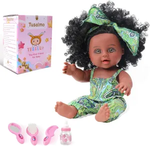 10 INCH Black Baby Doll Toy with Accessories - African American Baby Dolls in Gift Box - Ideal Holiday, Christmas, Birthday Gift for 3 Year Old Girls - Soft Body Black Dolls for Toddlers