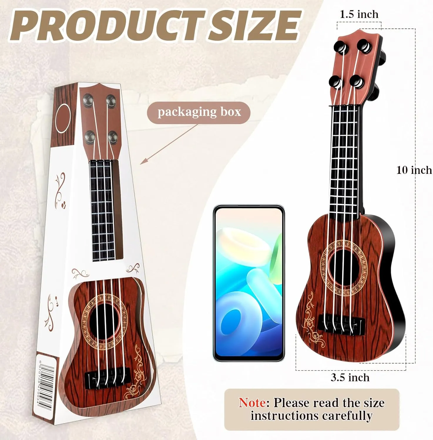 10 Inch Kids Mini Guitar 3 Pcs Toy Guitars 4 Strings Mini Ukulele Musical Instrument Guitars Toy for Toddler Beginner