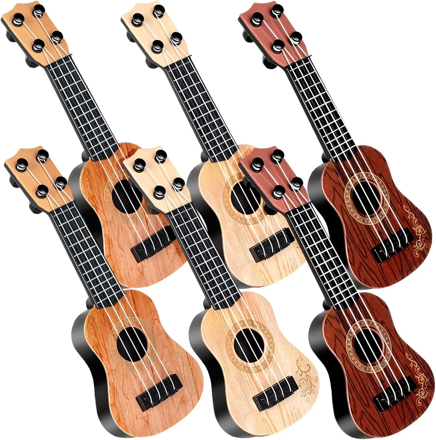 10 Inch Kids Mini Guitar 3 Pcs Toy Guitars 4 Strings Mini Ukulele Musical Instrument Guitars Toy for Toddler Beginner