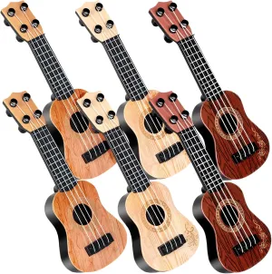 10 Inch Kids Mini Guitar 3 Pcs Toy Guitars 4 Strings Mini Ukulele Musical Instrument Guitars Toy for Toddler Beginner