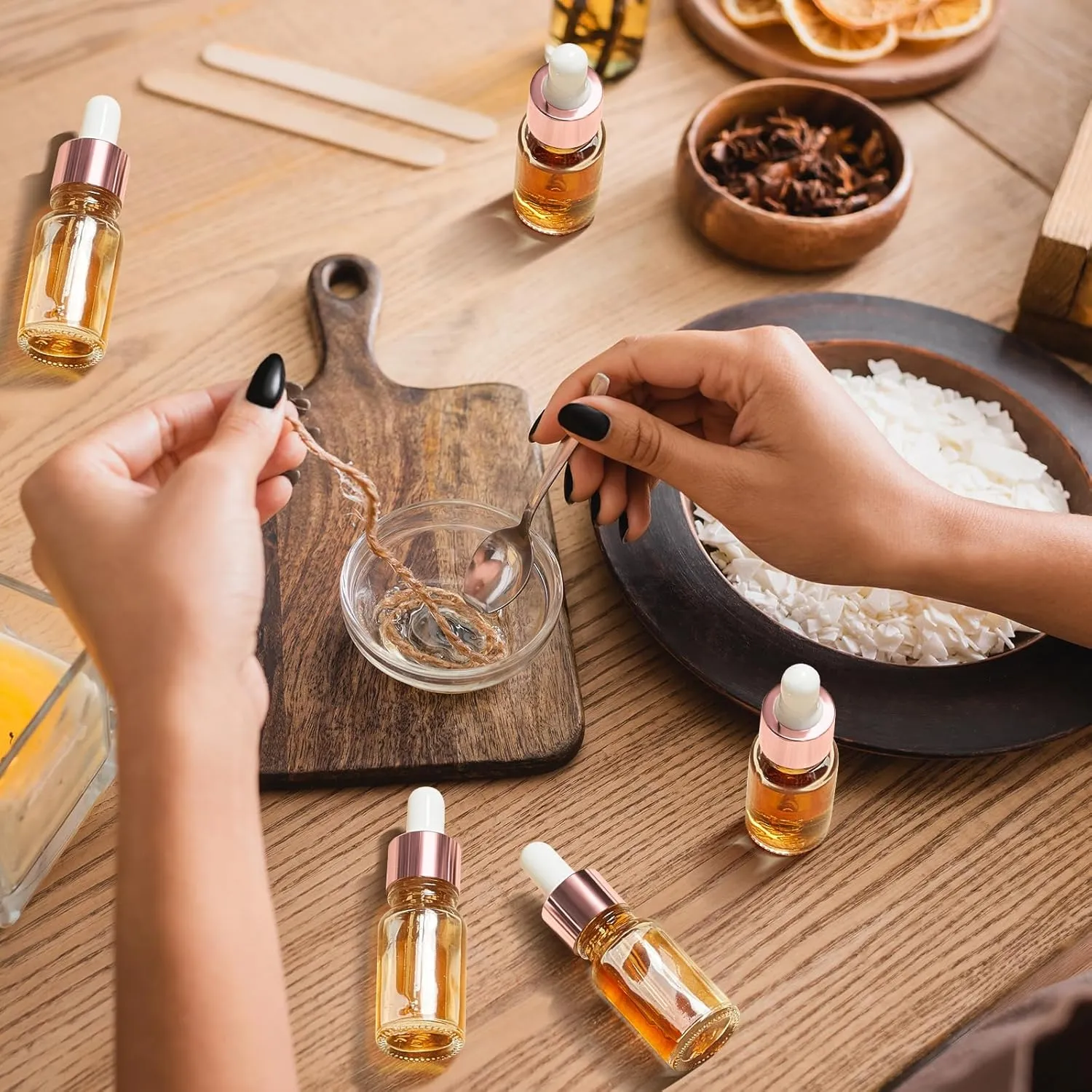 100 Pcs Mini Glass Oil Dropper Bottle Bulk, 10 ml Rose Gold Clear Essential Small Empty Bottles Sample Containers Perfume Liquid Vials with Cap for Traveling