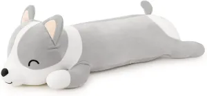 100cm Plush Long Corgi Toy Cute Soft Stuffed Animal Corgi Doll Kids Plush Toy Pillow Gift for Kids and Girls(Gray, 100cm/39.3in)