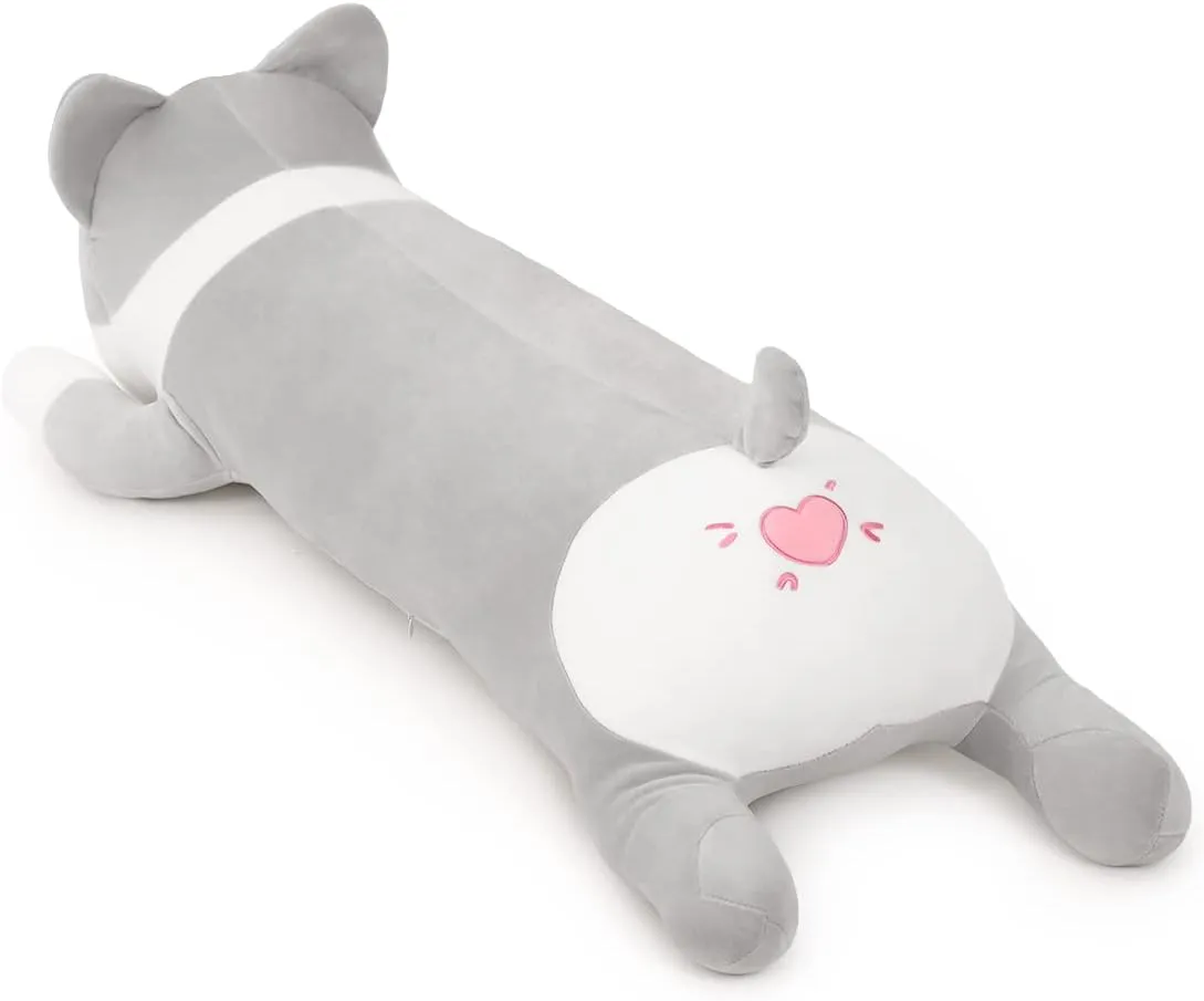100cm Plush Long Corgi Toy Cute Soft Stuffed Animal Corgi Doll Kids Plush Toy Pillow Gift for Kids and Girls(Gray, 100cm/39.3in)