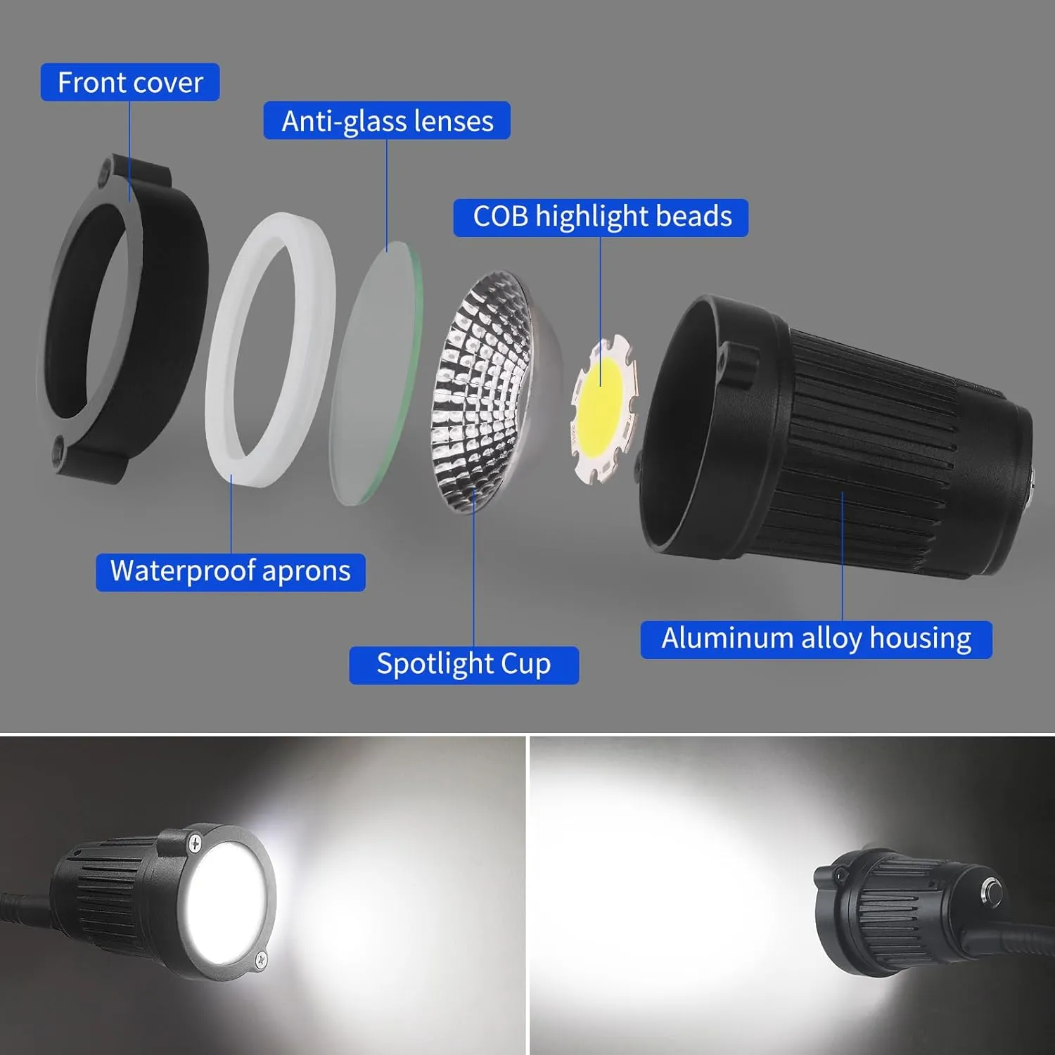 10W WangJiaTai Waterproof Magnetic Light, LED Work Light,LED Machine Light,with Flexible Gooseneck and Magnetic Base, Shop Tool Lamp for Lathe,Work Bench,Sewing Machine,Industrial Lighting,1200Lumens
