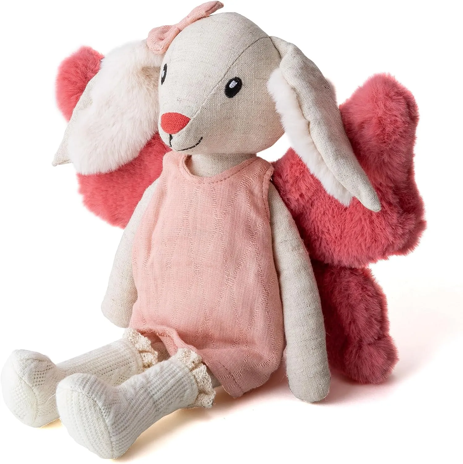 11” Plush Figures with Wings Rabbit Fairy Linen Cotton Stuffed Animal Toy Plush Toys for Baby
