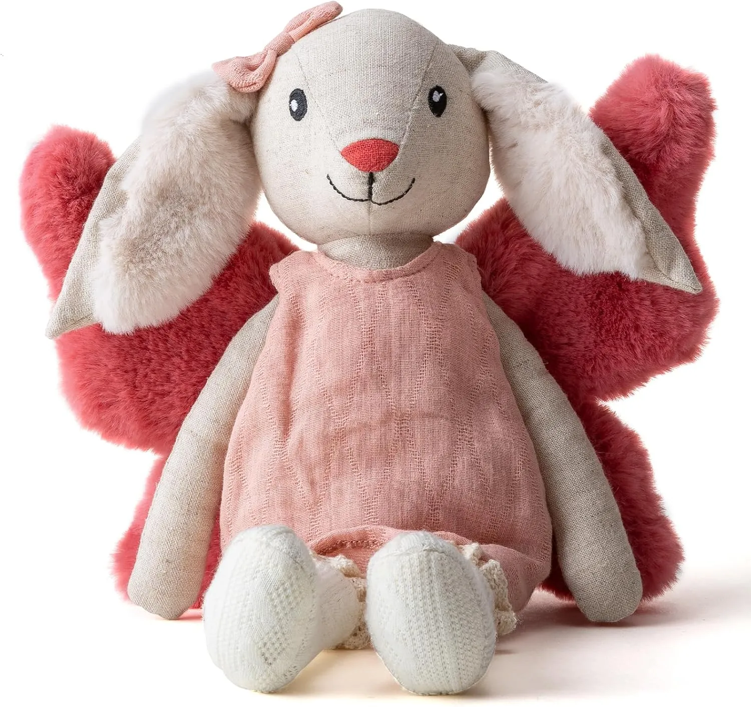 11” Plush Figures with Wings Rabbit Fairy Linen Cotton Stuffed Animal Toy Plush Toys for Baby