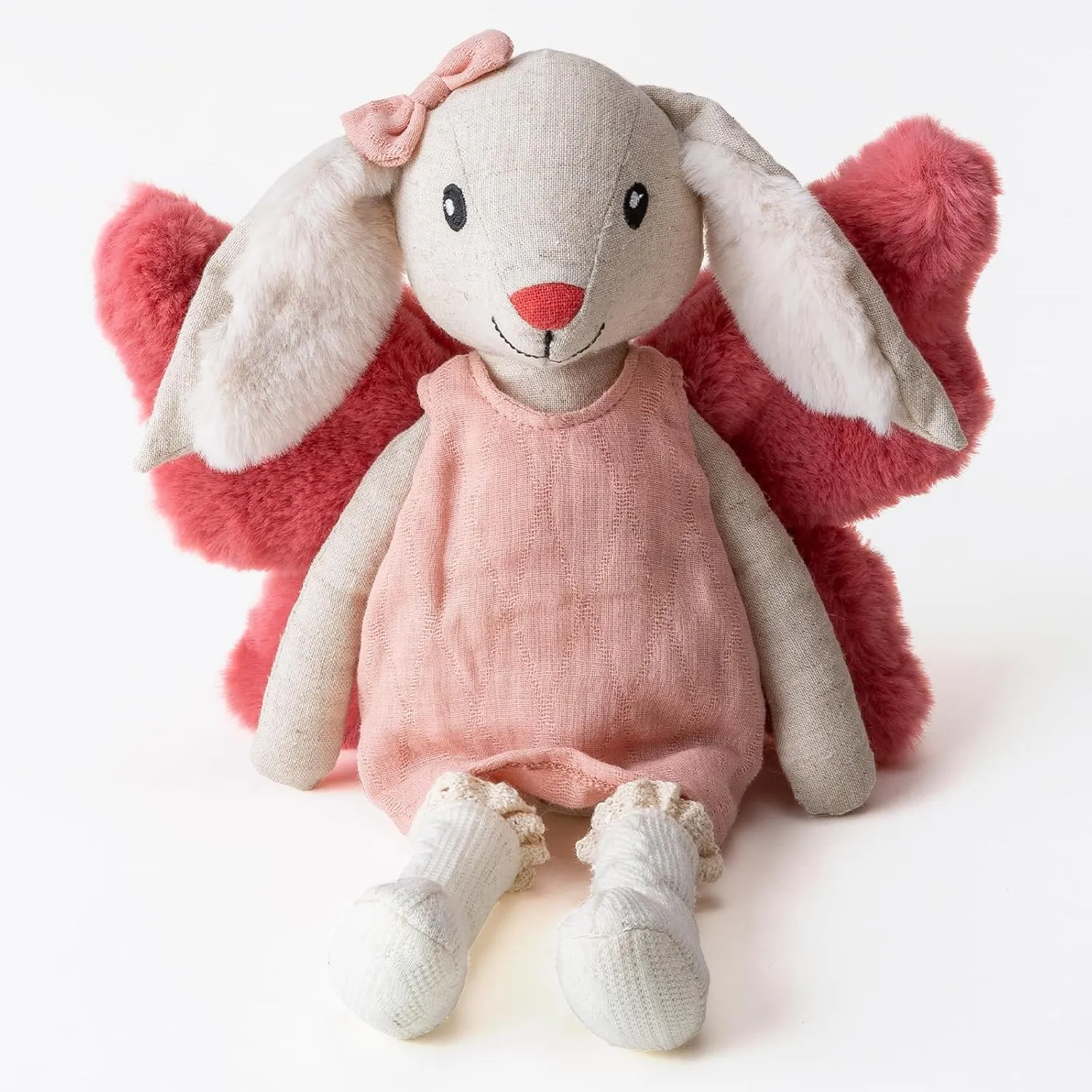 11” Plush Figures with Wings Rabbit Fairy Linen Cotton Stuffed Animal Toy Plush Toys for Baby