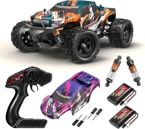 1:18 Scale 4WD All Terrain Off-Road RC Car, 36KM/H High Speed Vehicle with Extra Shell, Waterproof Racing Truck, Two Batteries, 2.4Ghz Remote Control, LED Lights, Hobby Toy Gifts for Adults Boys