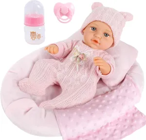 12 Inch Baby Dolls Set with Accessories and Clothes,Newborn Girls Baby Doll with Soft Sleep Bassinet Bed Crib Pillow Blanket Pacifier Feeding Bottles Toys for Toddlers Age 3 