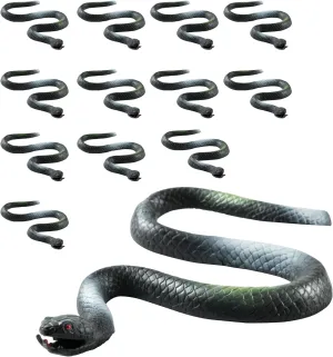 12-Pack Realistic Halloween Rubber Snakes - Green - 14 Inches