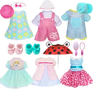 12 Pcs Set Handmade Baby Doll Clothes Dress Outfits Costumes for 12 13 14 15 inch Doll，Doll Hat Umbrella Mirror Comb Girl Christmas Birthday Gift for Little Girl