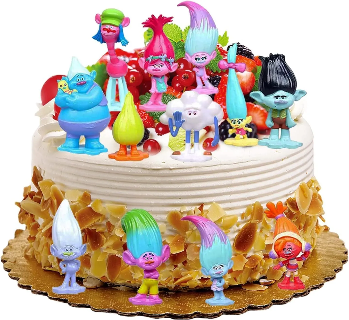 12 Pcs Trolls Figure Toys 1.58-2.8 inch Cake Ornament Troll Dolls-Troll Action Figure Toys-Mini Figure Collection Playset