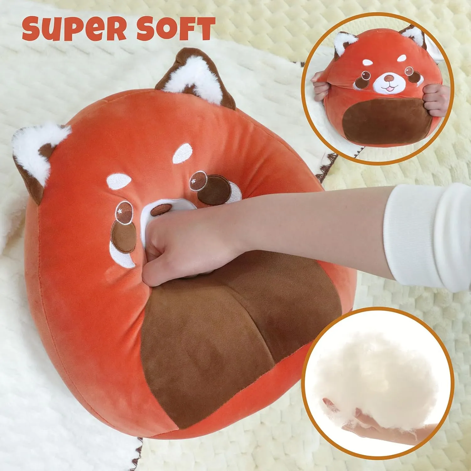 12” Red Panda Plush Pillow Cute Soft Red Panda Plush Toy Soft Stuffed Animal for Playtime Bedtime Birthday Gifts for Kids Girls Boys