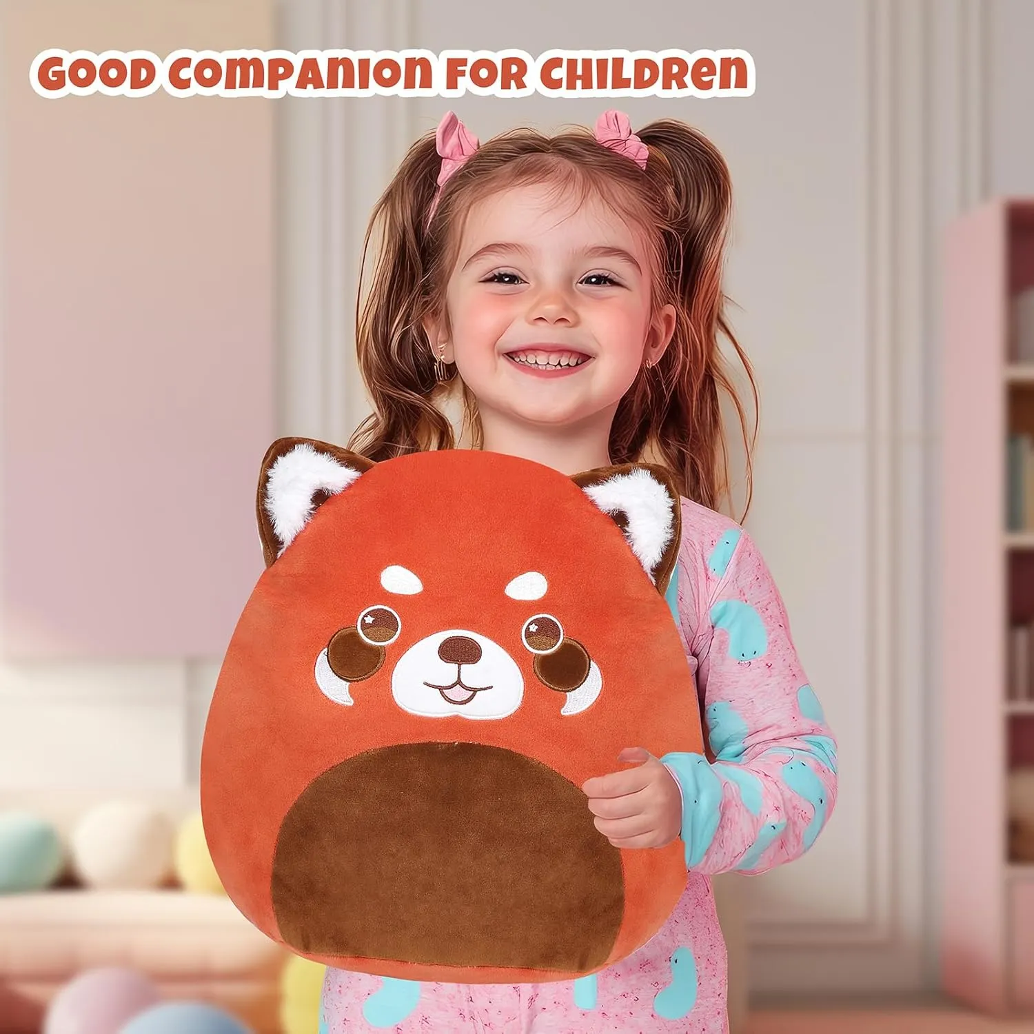 12” Red Panda Plush Pillow Cute Soft Red Panda Plush Toy Soft Stuffed Animal for Playtime Bedtime Birthday Gifts for Kids Girls Boys