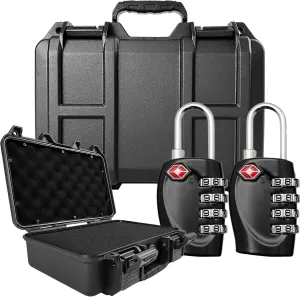 12.6 x 9.41 x 4.42 Inches Handgun Case Lockable-Firearm Travel Pistol Case with 2 TSA Locks, 2 Pack TSA Approved Gun Case Locks for Pistol Cases, 4 Digits Travel Locks Small Combo Padlocks