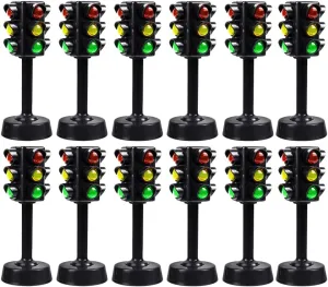 12pcs Sound Child Traffic and Play, Light Sand Learning Signs: Model Signs Signals Party Mini Toddler Toy, Educational Early Lights Red Favors Lamp Pretend Toy