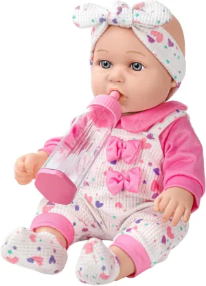 12" Baby Doll with Pink Bowknot Clothing Set,12 Inch Realistic Baby Dolls with Clothes and Accessories,Pacifier Bottle Toy Pretend Play Collection for 3  Child Girls Gifts