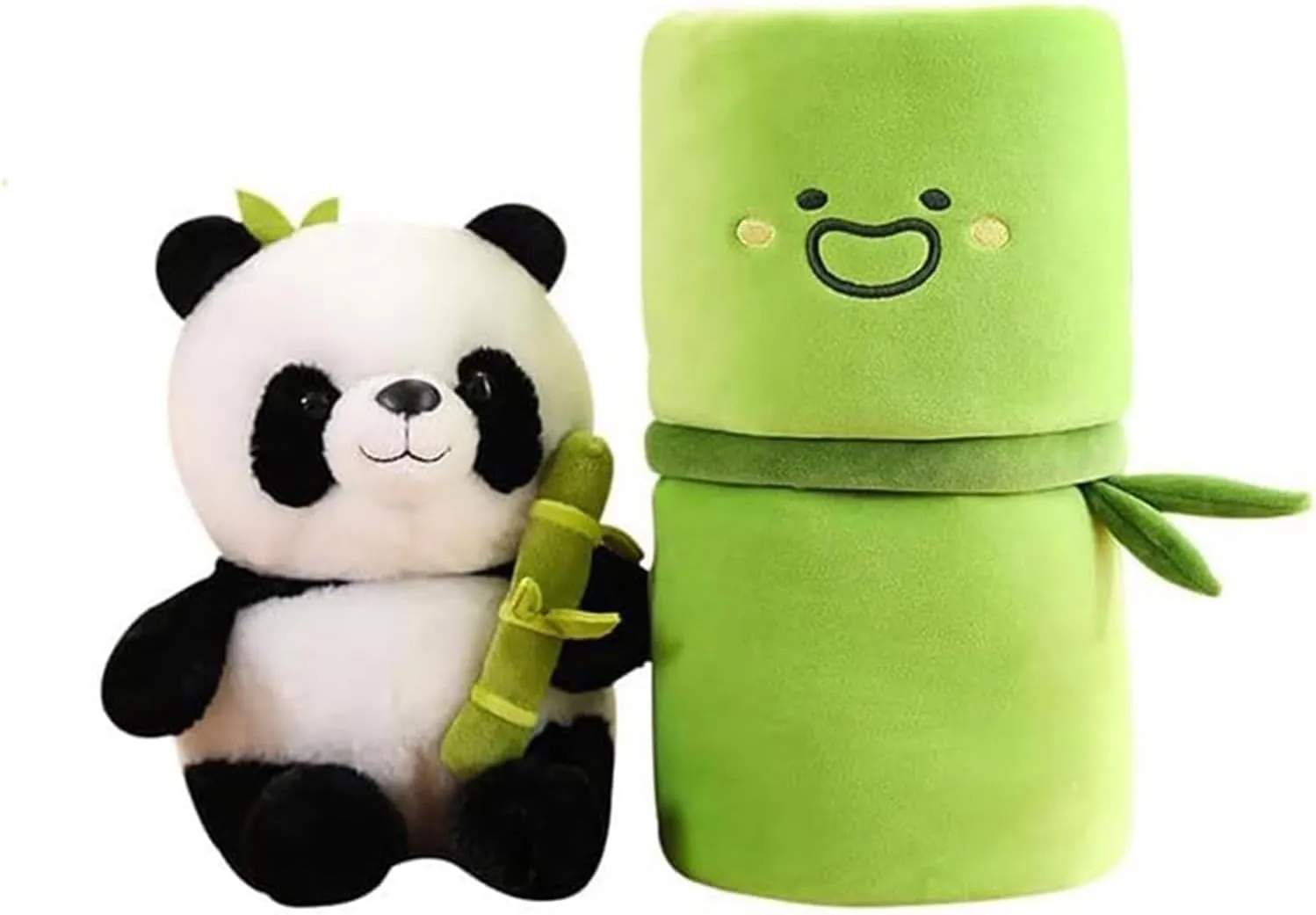 12" Cute Panda Stuffed Animals Plush Pillow Toys with Bamboo, Plushies Doll Gifts for Kids Girls Boys Birthday Valentine