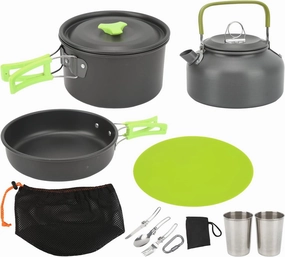 14Pcs Camping Cookware Mess Kit, Portable Camping Cooking Set,Outdoor Cookware Set,Outdoor Pans Pots Set,for Camping, Backpacking, Outdoor Cooking and Picnic