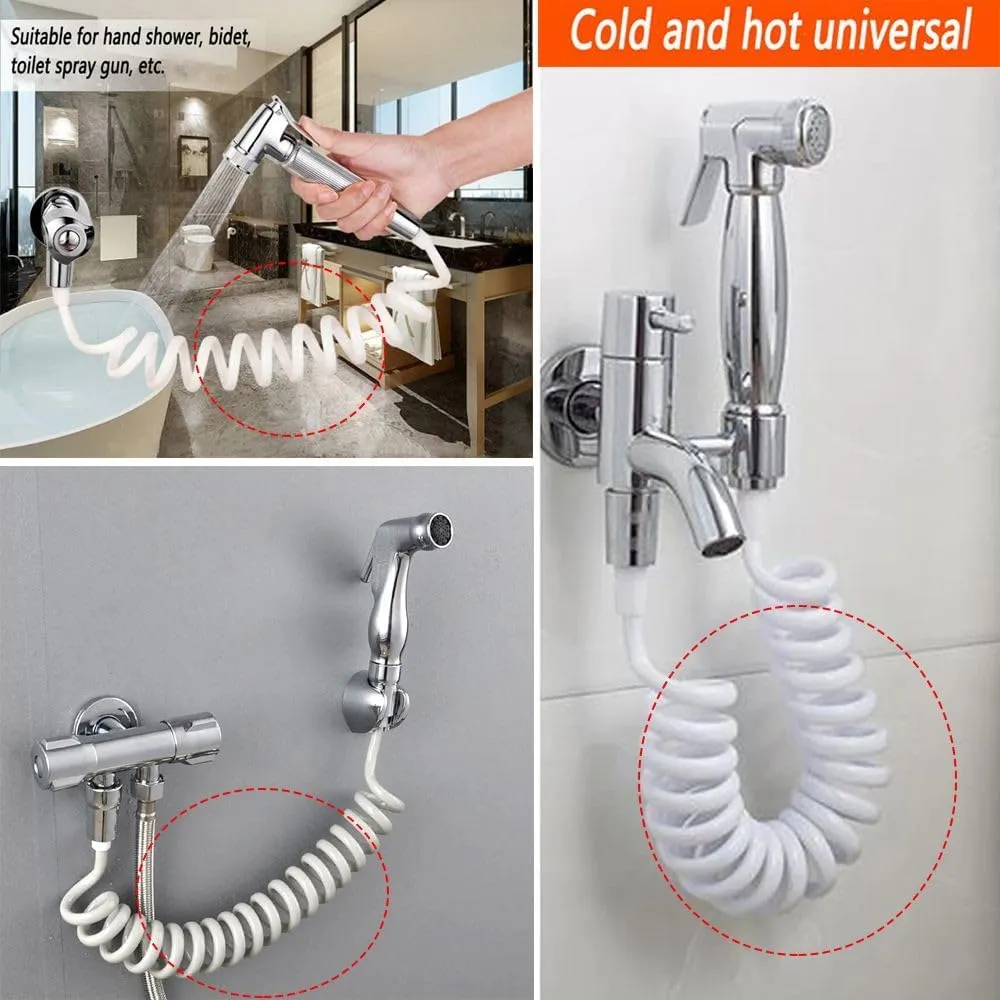 1.5/2/3m Flexible Anti-wrap Telephone Line Style Bath Sprayer Connect Pipe Spring Shower Hose Toilet Bidet Water Plumbing,Grey,2 meters