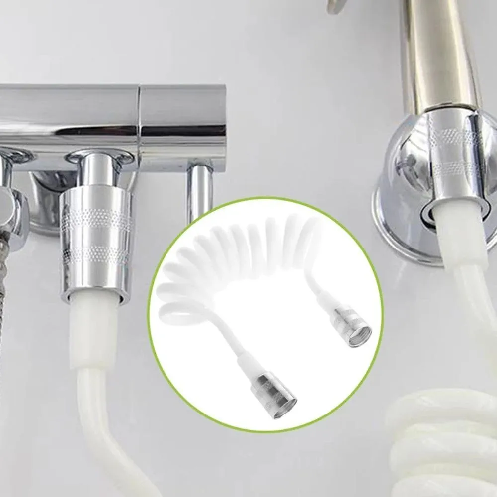 1.5/2/3m Flexible Anti-wrap Telephone Line Style Bath Sprayer Connect Pipe Spring Shower Hose Toilet Bidet Water Plumbing,Grey,2 meters