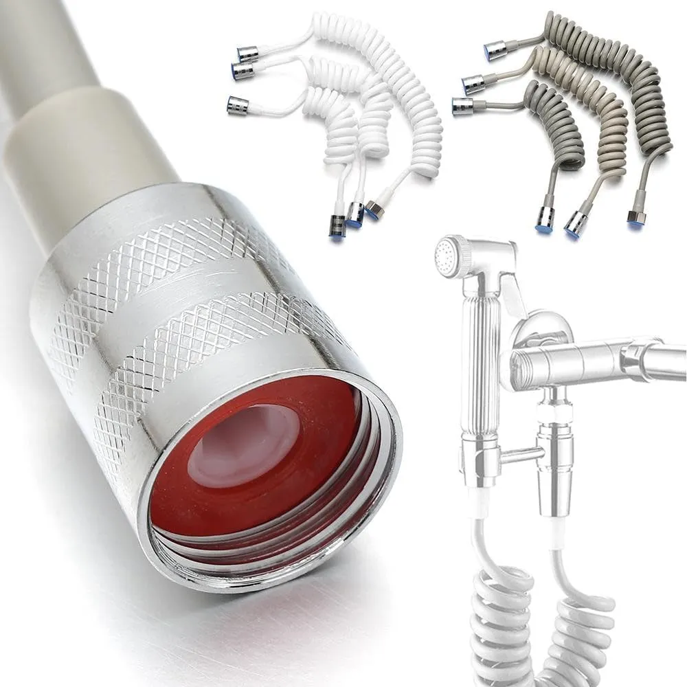 1.5/2/3m Flexible Anti-wrap Telephone Line Style Bath Sprayer Connect Pipe Spring Shower Hose Toilet Bidet Water Plumbing,Grey,2 meters