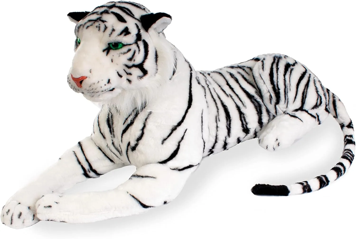 15.5" Tiger Stuffed Animal - Cute Tiger Plush Toy, Realistic Stuffed Animal, White Tiger, 23.5" Long