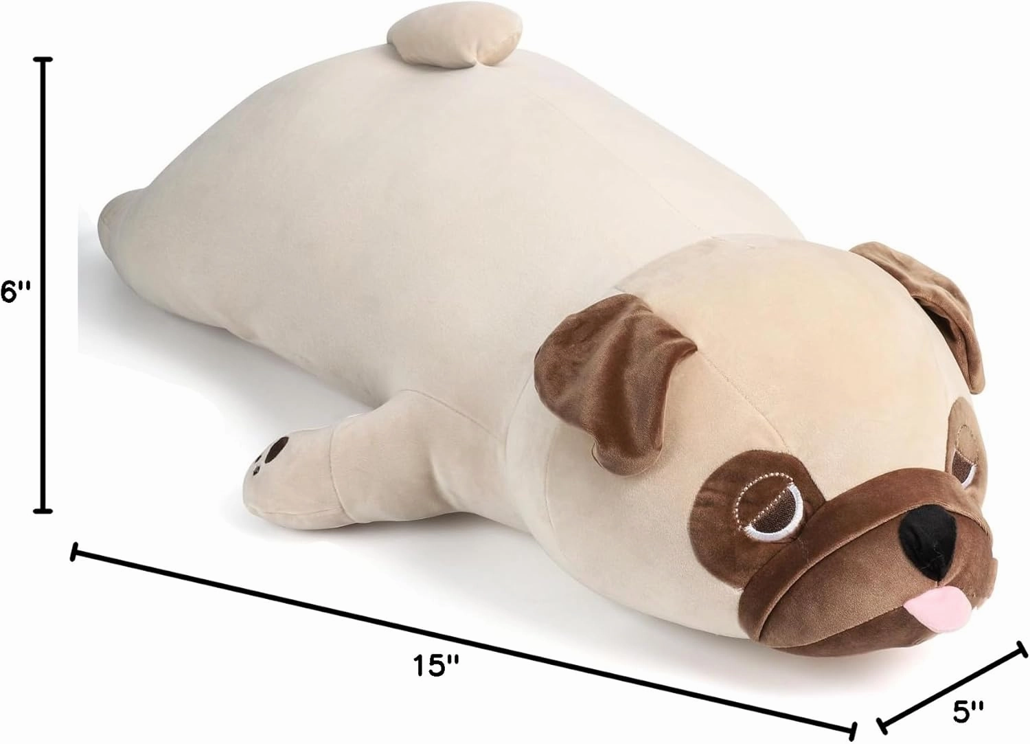 15" Weighted Pug Stuffed Animals – Small Weighted Pug Pillow Toy for Kids & Adults, Soft and Huggable French Bulldog Plush Gift for Boys & Girls – 1.5 lbs Cute Stuffed Dog Toys