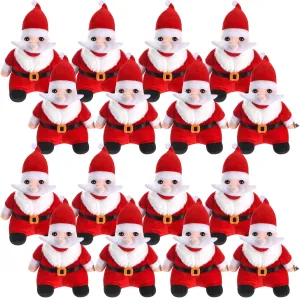 16 Pcs 8 Inch Christmas Plush Stuffed Santa Claus Bulk Christmas Stuffed Animals Cute Soft Plush Dolls Themed Toys Gift for Xmas Party Decoration