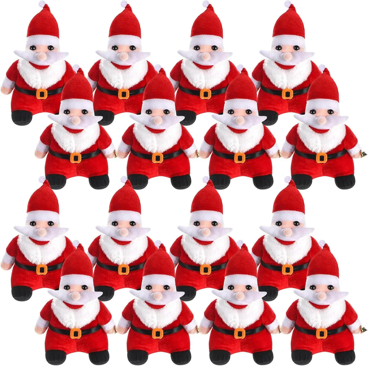 16 Pcs 8 Inch Christmas Plush Stuffed Santa Claus Bulk Christmas Stuffed Animals Cute Soft Plush Dolls Themed Toys Gift for Xmas Party Decoration