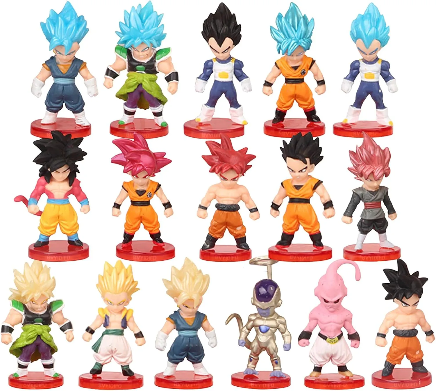16 Piece Set of Dragon Goku Action Figure, 3" Height. Used as a Cake Topper or Party Favor Supplies, and are Perfect for Collectors of Dragon Play Balls z Toys Memorabilia.
