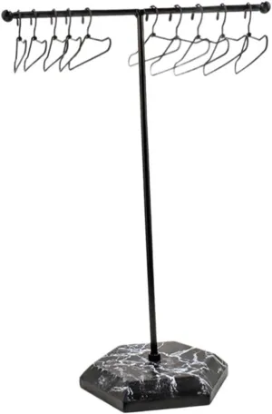 1/6 Scale Garment Rack,Action Figure Doll Clothes Rack,with Clothes Hanger Cute Clothes Support Doll Furniture for Dollhouse, Black