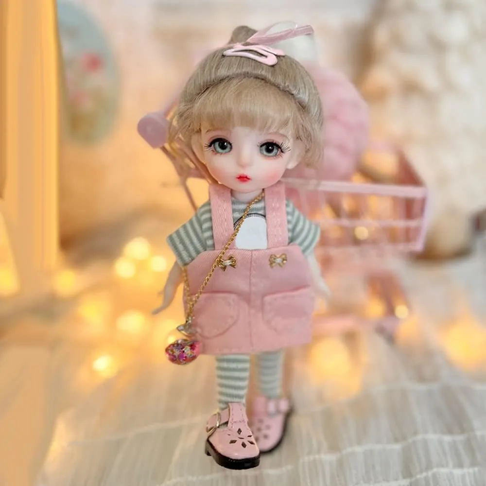 16cm BJD Doll 1/8 1/12 Mini SD Dolls Ball Jointed Doll DIY Toys with Full Set Clothes Shoes Wig Makeup,Best Gift for Girls (19#)