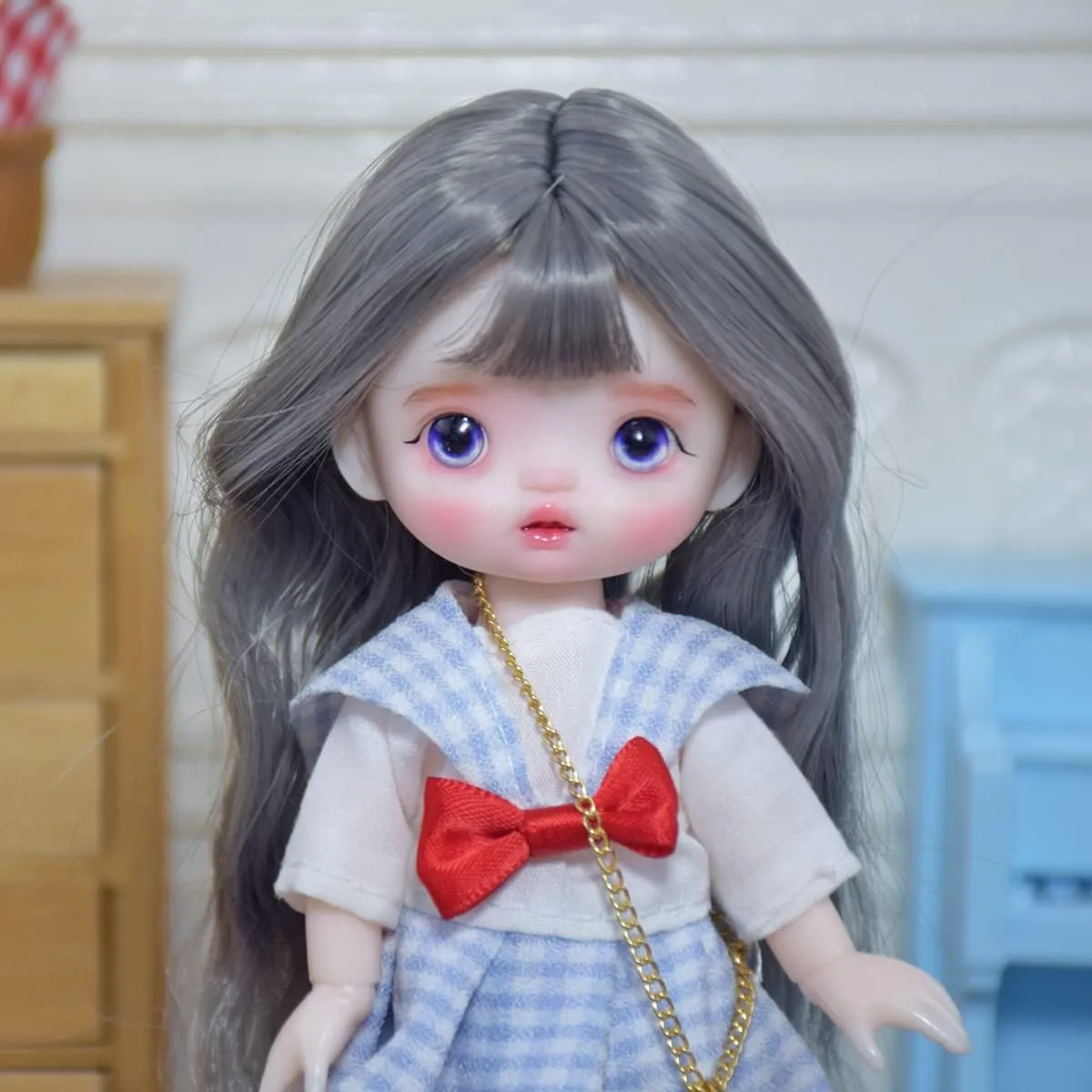 16cm BJD Doll 1/8 1/12 Mini SD Dolls Ball Jointed Doll DIY Toys with Full Set Clothes Shoes Wig Makeup,Best Gift for Girls (4#)