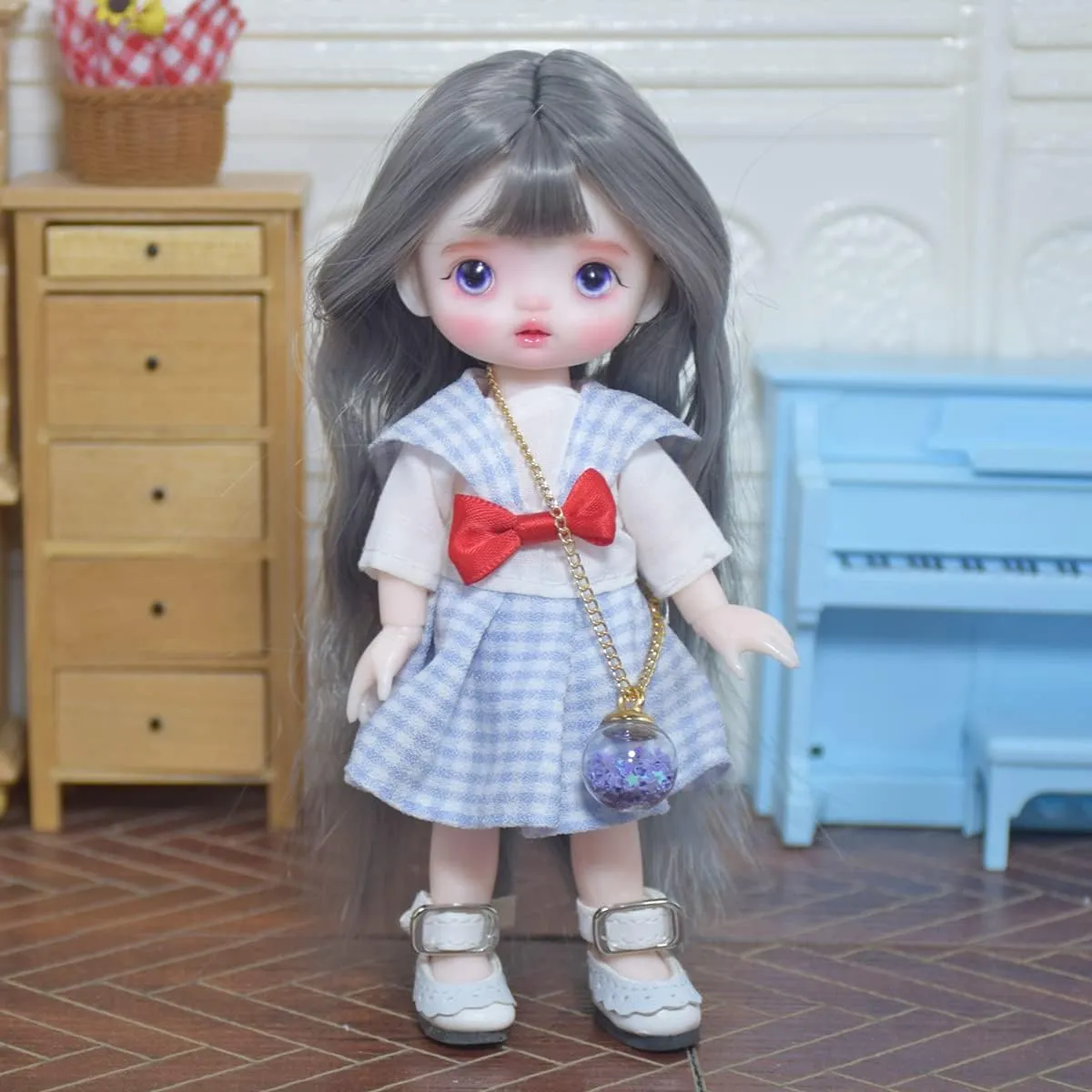 16cm BJD Doll 1/8 1/12 Mini SD Dolls Ball Jointed Doll DIY Toys with Full Set Clothes Shoes Wig Makeup,Best Gift for Girls (4#)