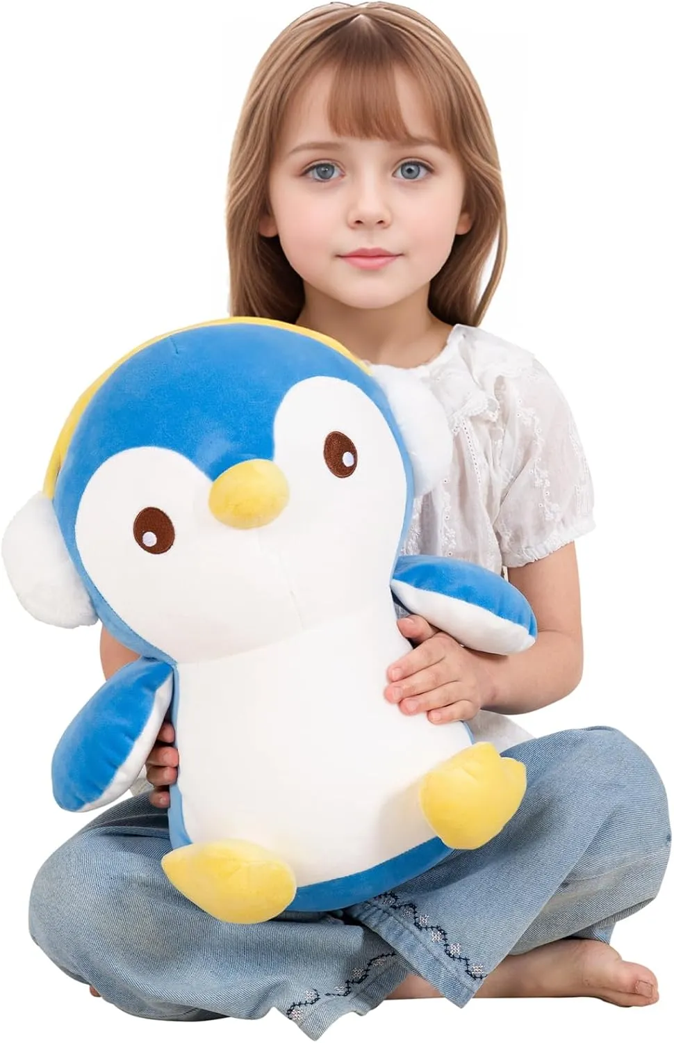 16" Cute Big Penguin Blue Plush Cushions, Large Blue Penguin Plushies Toys,Stuffed Animals Penguins Gift for Girls, Boy, Lovers, Valentine's Day, Birthdays