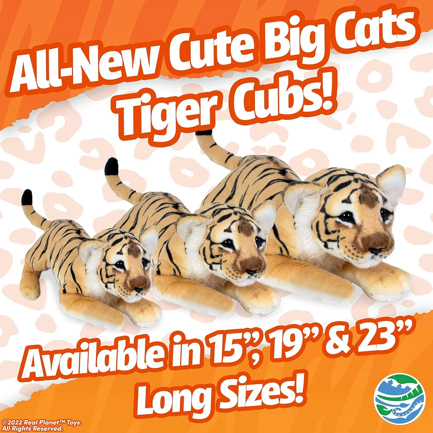 19" Tiger Stuffed Animal - Cute Tiger Cub Plush Toy, Realistic Stuffed Animal, Brown Tiger Cub, 19" Long