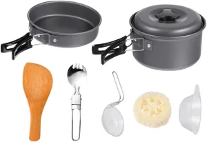 1set Camping Cookware for People Portable Cooking Utensils Kit for Hiking Camping and Picnics Easy to Clean and Store for Outdoor Cooking
