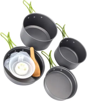 1set Portable Camping Lightweight Non-Stick Pot Pan Outdoor Use for Backpacking Picnics BBQ and Hiking Activities