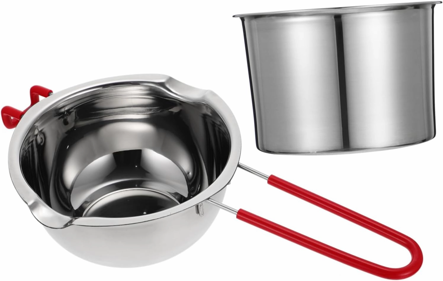 1set Stainless Steel Melting Pot Material Double Boiler for Cheese Butter and Candy Pot Handle for Baking and Picnics