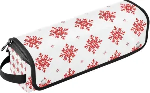 2-in-1 Curling Iron Travel Case and Heat Resistant Mat Portable Travel Carrying Case for Flat Iron Hot Tools and Haircare Accessories, Red Snowflake Classical Chinese Style Trave Case for