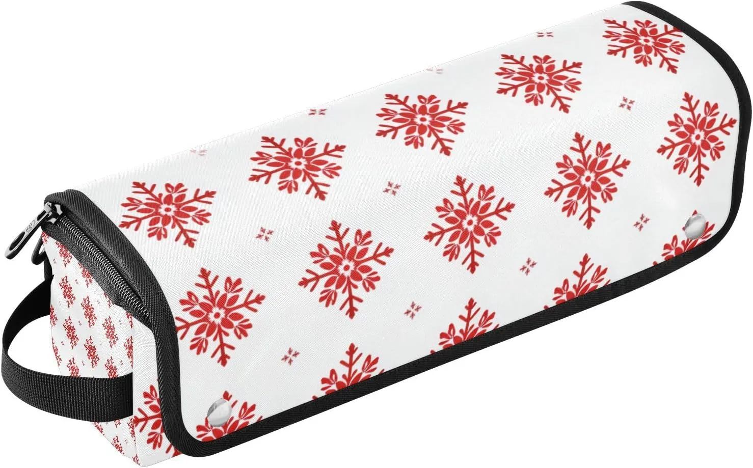 2-in-1 Curling Iron Travel Case and Heat Resistant Mat Portable Travel Carrying Case for Flat Iron Hot Tools and Haircare Accessories, Red Snowflake Classical Chinese Style Trave Case for