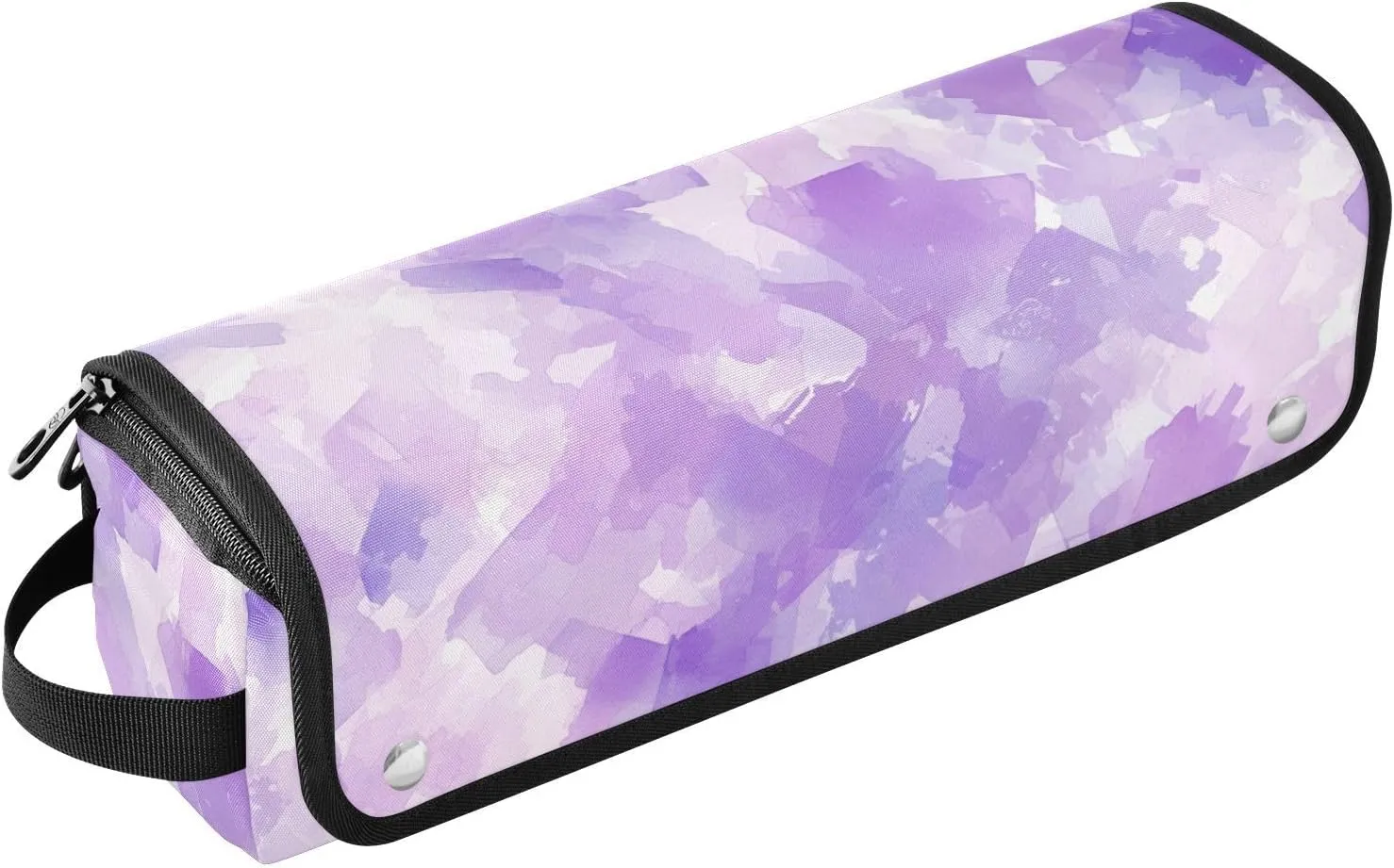 2-in-1 Curling Iron Travel Case and Heat Resistant Mat with Zipper Large Capacity Hair Straighteners Organizer for Flat Irons, Straighteners, Curling Irons, Abstract Watercolor Lilac Purple