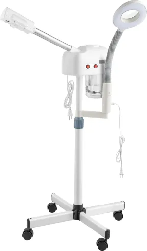 2 in 1 Facial Steamer with 3X Magnification Light, Deep Cleaning for Personal Skin Care, Beautician Steamer Professional Aromatherapy Humidifier Facial Spa Mist Steam