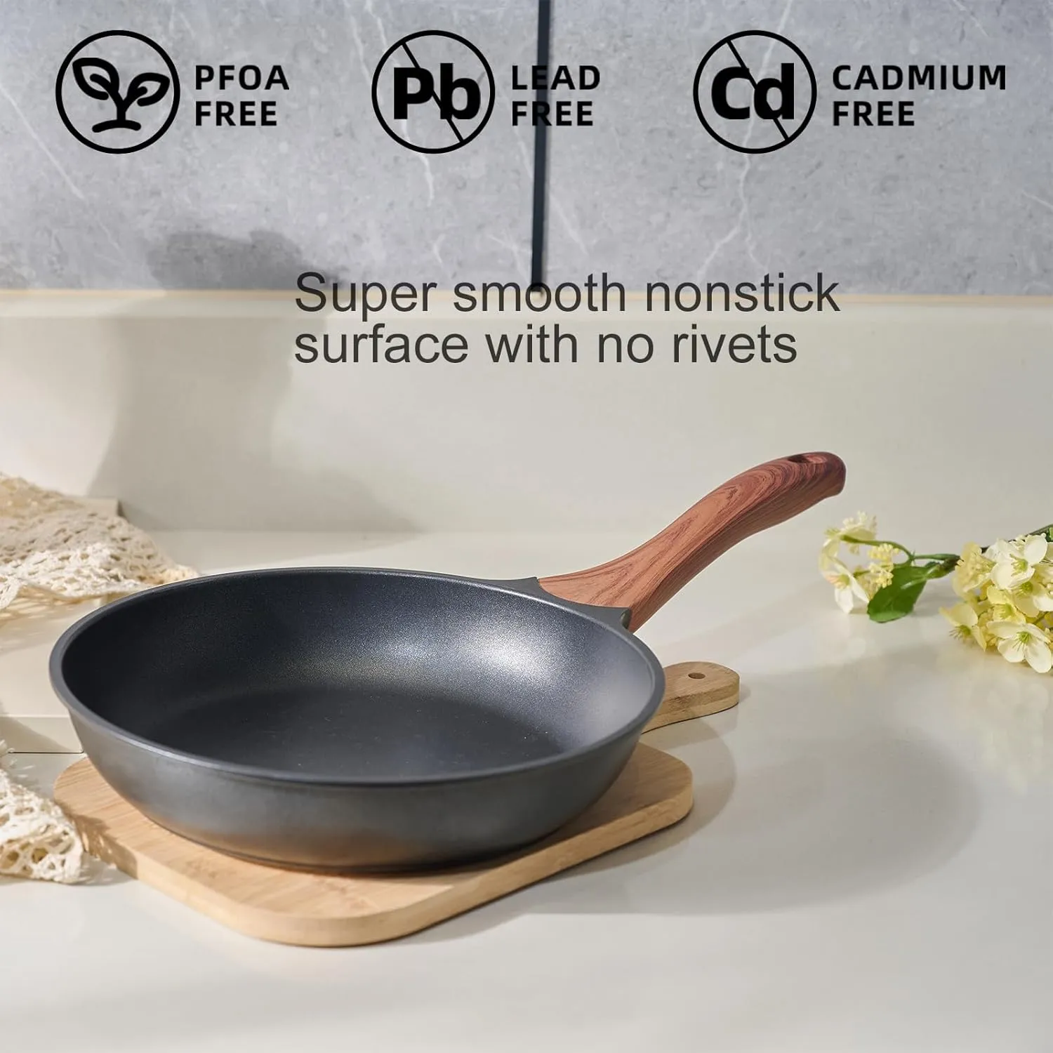 2 Quart Sauce Pan with Lid and 9.5 Inches Nonstick Frying Pan, Non Stick Frying Pan and Saucepan Pot Set for Cooking with Pour Spout and Handle for Stove, Induction, Gas, Non Toxic, PFOA Free (3 PCS)