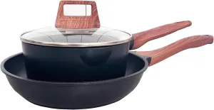 2 Quart Sauce Pan with Lid and 9.5 Inches Nonstick Frying Pan, Non Stick Frying Pan and Saucepan Pot Set for Cooking with Pour Spout and Handle for Stove, Induction, Gas, Non Toxic, PFOA Free (3 PCS)