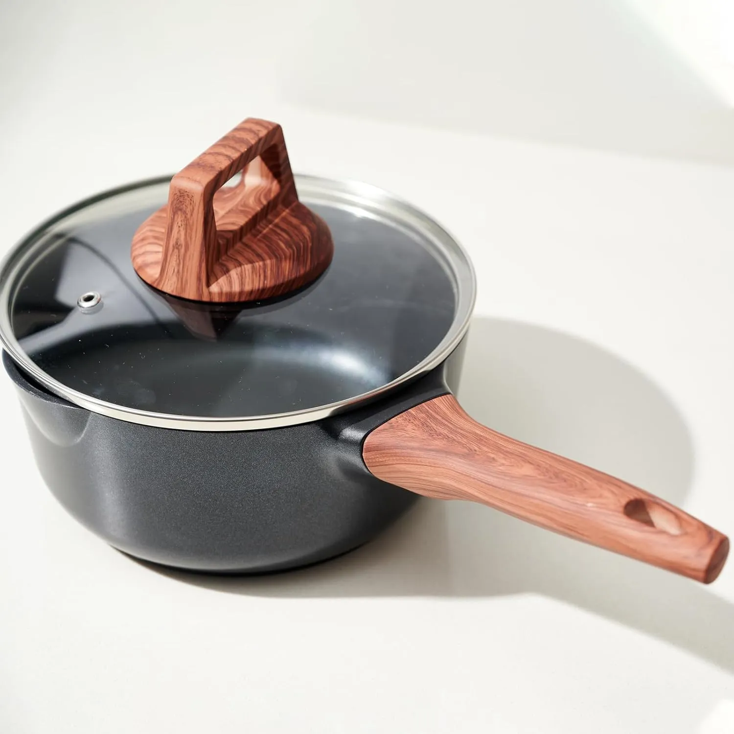 2 Quart Sauce Pan with Lid and 9.5 Inches Nonstick Frying Pan, Non Stick Frying Pan and Saucepan Pot Set for Cooking with Pour Spout and Handle for Stove, Induction, Gas, Non Toxic, PFOA Free (3 PCS)